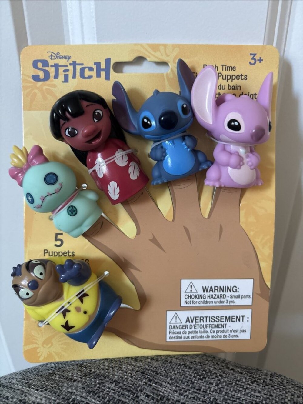 Disney STITCH 5 Finger Puppets FUN Bath Time w/Angel Lilo Scrump & Jumba - New
